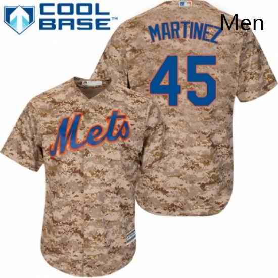 Mens Majestic New York Mets 45 Pedro Martinez Authentic Camo Alternate Cool Base MLB Jersey